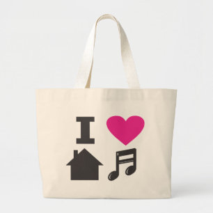 Grand Tote Bag J'aime la musique de maison
