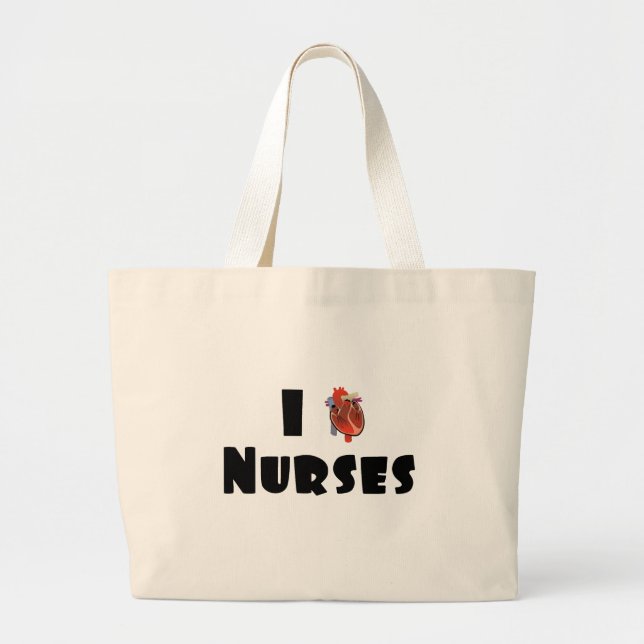 Grand Tote Bag J'aime les infirmières (Devant)