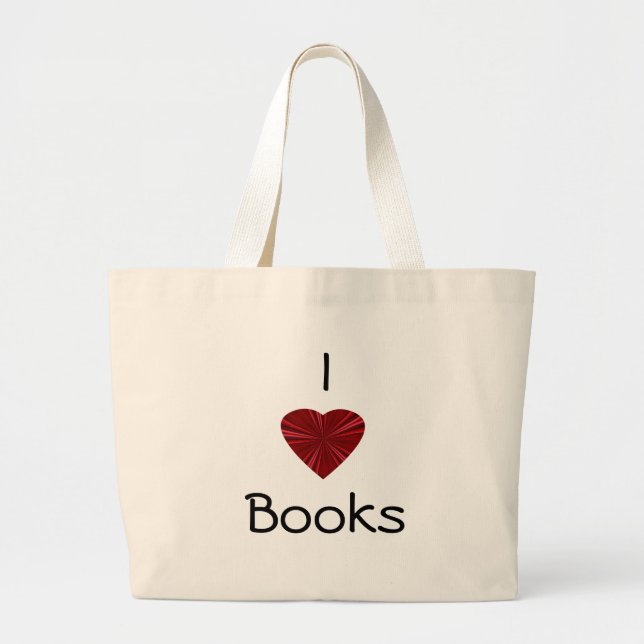 Grand Tote Bag J'aime Livre-avec le coeur rouge (Devant)