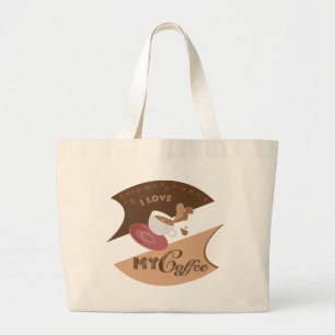 Grand Tote Bag J'aime mon café Retro Java