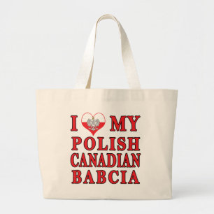 Grand Tote Bag J'Aime Mon Canadien Polonais Babcia