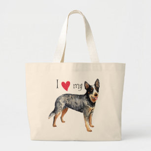 Grand Tote Bag J'aime mon chien de bétail australien