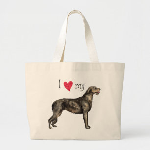Grand Tote Bag J'aime mon chien-loup irlandais