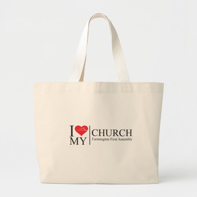 Grand Tote Bag J'aime mon église (Devant)
