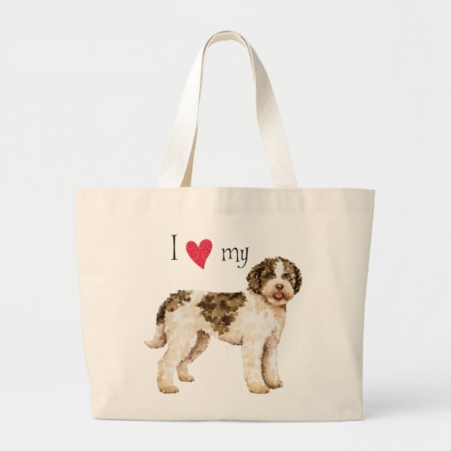 Grand Tote Bag J'aime mon Lagotto (Devant)