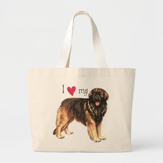 Grand Tote Bag J'aime mon Leonberger (Devant)