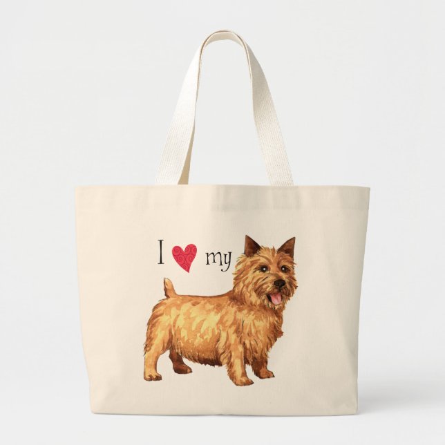 Grand Tote Bag J'aime mon Norwich Terrier (Devant)
