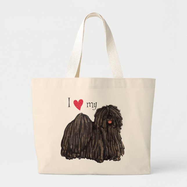 Grand Tote Bag J'aime mon Puli (Devant)