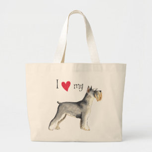 Grand Tote Bag J'aime mon Schnauzer miniature