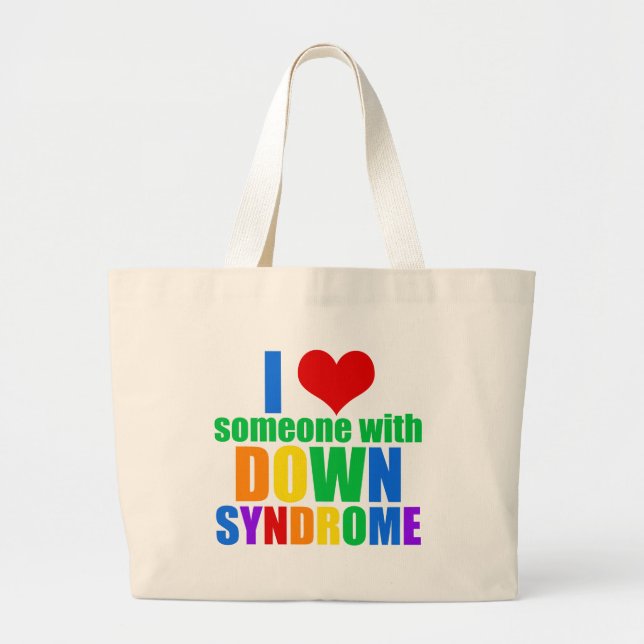 Grand Tote Bag J'Aime Quelqu'Un Avec Le Syndrome De Down (Devant)