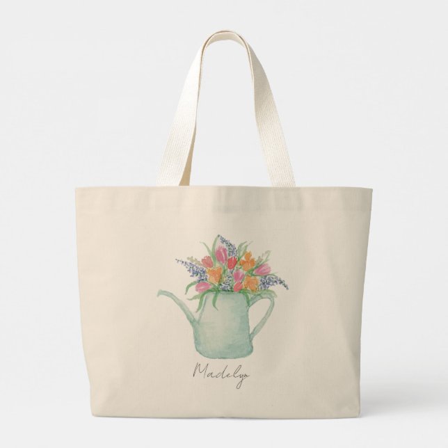 Grand Tote Bag Jardin aquarelle fantaisiste  (Dos)