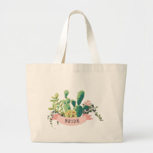 Grand Tote Bag Jardin de Cactus du désert   Mariée  