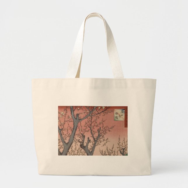 Grand Tote Bag Jardin de prune fleuri d'arbre japonais (Devant)