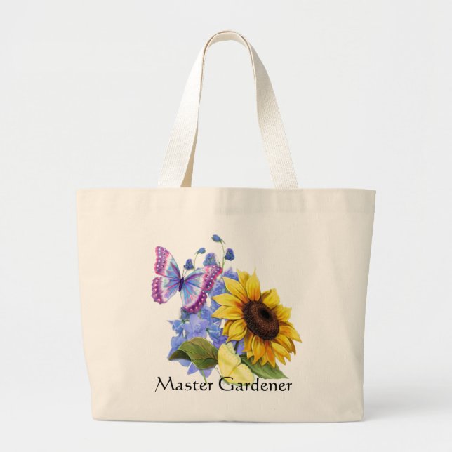 Grand Tote Bag Jardin de tournesol papillon (Devant)