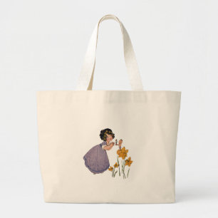 Grand Tote Bag Jardin Elfe Jonquille Féerie Printemps Pâques