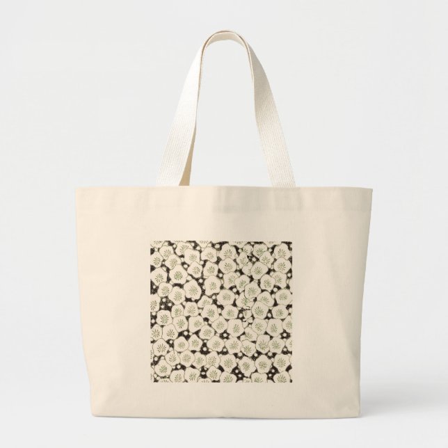 Grand Tote Bag Jardin floral à fleurs blanches du Japon (Devant)