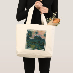 Grand Tote Bag Jasper Océan à Taches Vertes