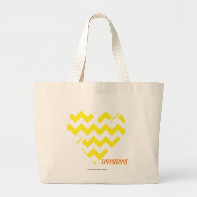 Grand Tote Bag Jaune 4 de zigzag (Devant)
