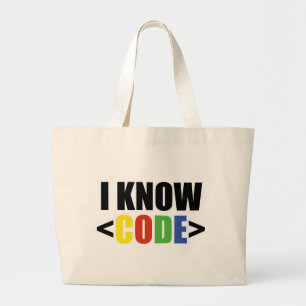 Grand Tote Bag Je connais CODE Drôle Programmeur Codeur Développe