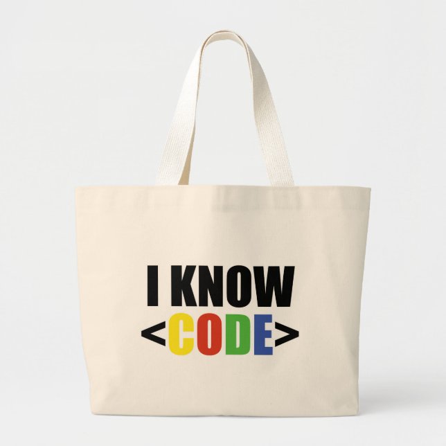 Grand Tote Bag Je connais CODE Drôle Programmeur Codeur Développe (Devant)