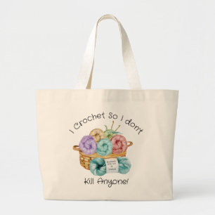 Grand Tote Bag Je Crochète Personnalisé