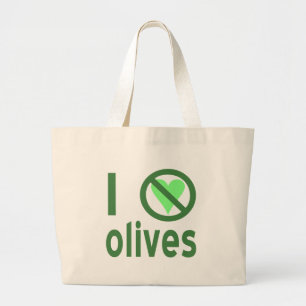 Grand Tote Bag Je déteste les olives Pas d'amour vert