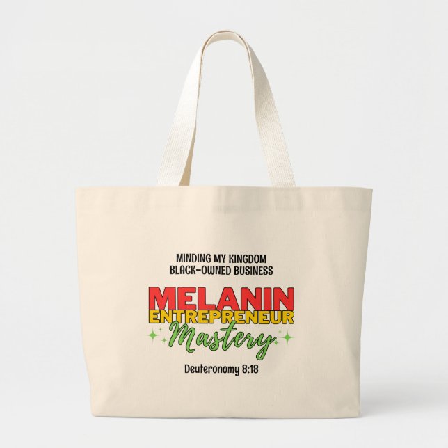 Grand Tote Bag Je pense à ma MASTERY MELANIN d'entreprise noire (Devant)