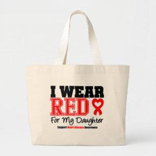 Grand Tote Bag Je porte le rouge pour ma fille