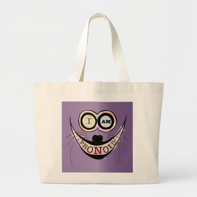Grand Tote Bag Je suis PRONOID, optimiste et drôle citation de ch (Devant)