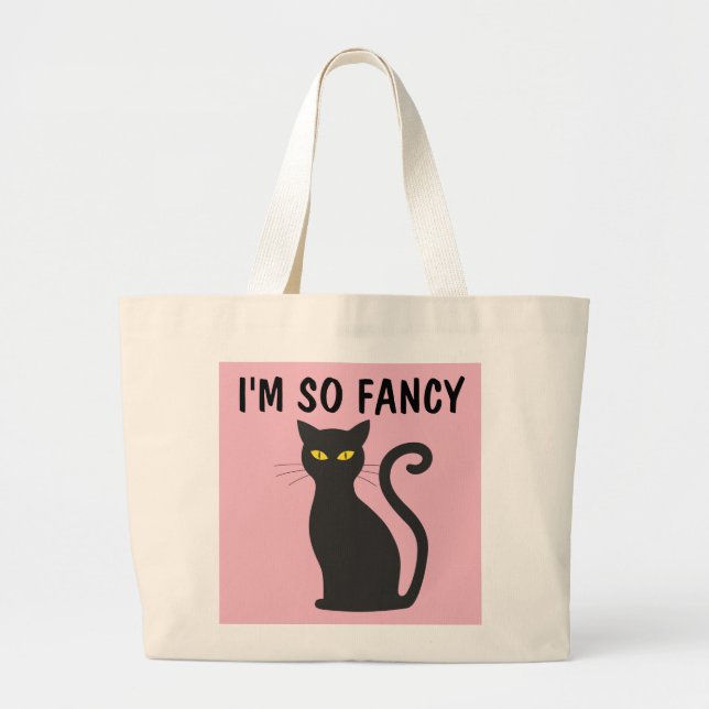 GRAND TOTE BAG JE SUIS TELLEMENT FANCY CHAT TOTES PURSES (Devant)
