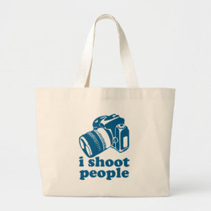 Grand Tote Bag Je tire des personnes - bleu
