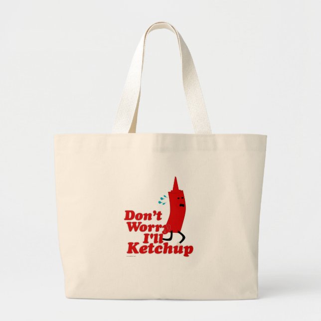 Grand Tote Bag Je Vais Ketchup Fun Condiment Cartoon (Devant)
