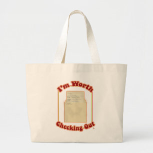 Grand Tote Bag Je Vaut La Peine De Vérifier L'Humour Flirt Art