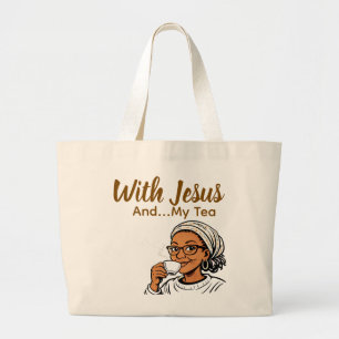 Grand Tote Bag Jésus et mon thé