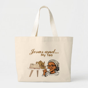 Grand Tote Bag Jésus et mon thé