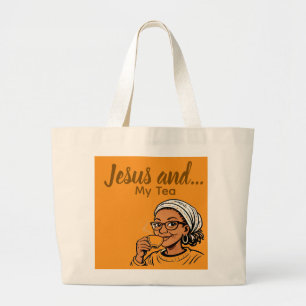 Grand Tote Bag Jésus et mon thé