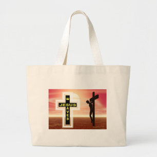 Grand Tote Bag Jésus sauve la photo de crucifixion