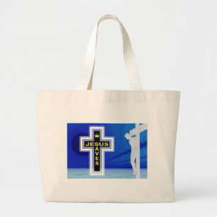 Grand Tote Bag Jésus sauve la photo de crucifixion