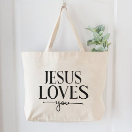 Grand Tote Bag Jésus t'aime Femmes chrétiennes inspirantes