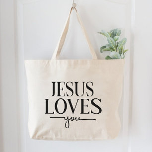 Grand Tote Bag Jésus t'aime Femmes chrétiennes inspirantes