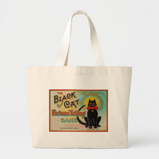 Grand Tote Bag Jeu de narration Fortune Chat Noir (Devant)