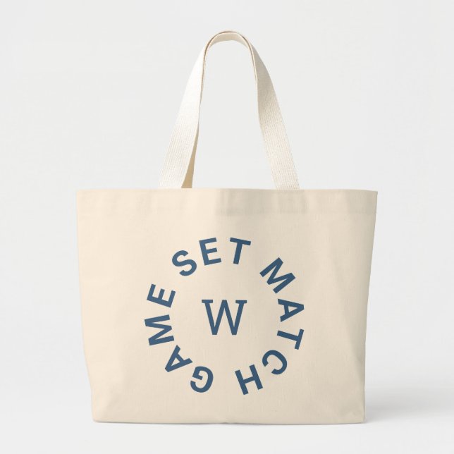 Grand Tote Bag Jeu Match Monogramme bleu Tennis (Devant)