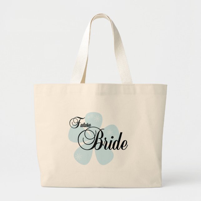 Grand Tote Bag Jeune mariée bleue d'avenir de fleur (Devant)