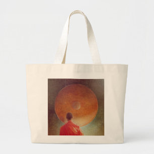 Grand Tote Bag Jeune moine avec le gong