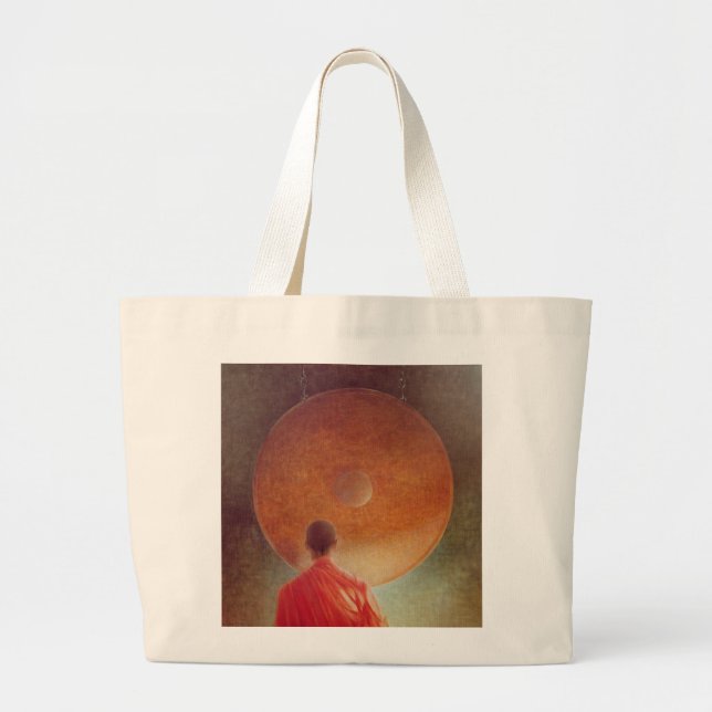 Grand Tote Bag Jeune moine avec le gong (Devant)