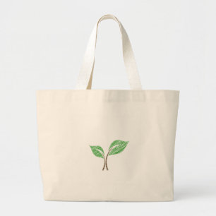 Grand Tote Bag Jeune plante de bébé esquissée