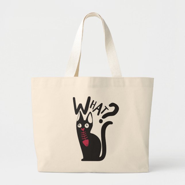 Grand Tote Bag Joie Mignonne Avec Cartoonish Chat Noir (Devant)