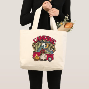 Grand Tote Bag Joli camping endroit heureux gnome