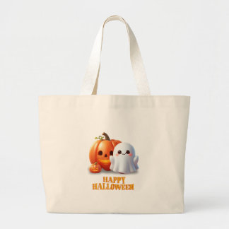 Grand Tote Bag Joli Fantôme & Citrouille Joyeux Halloween