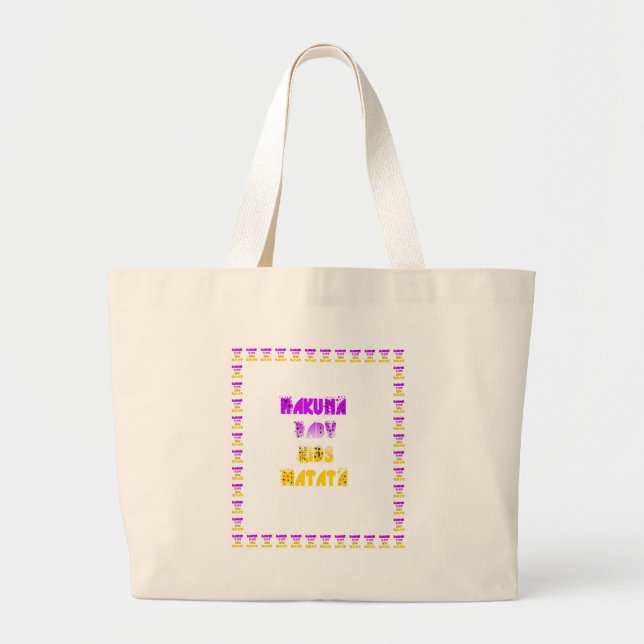 Grand Tote Bag Joli violet et jaune Hakuna Matata bébé enfants G (Devant)